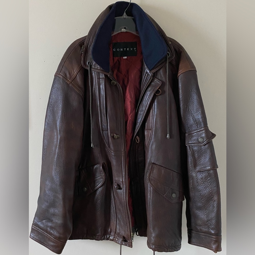 Men’s Context Dark Brown Leather Military Jacket